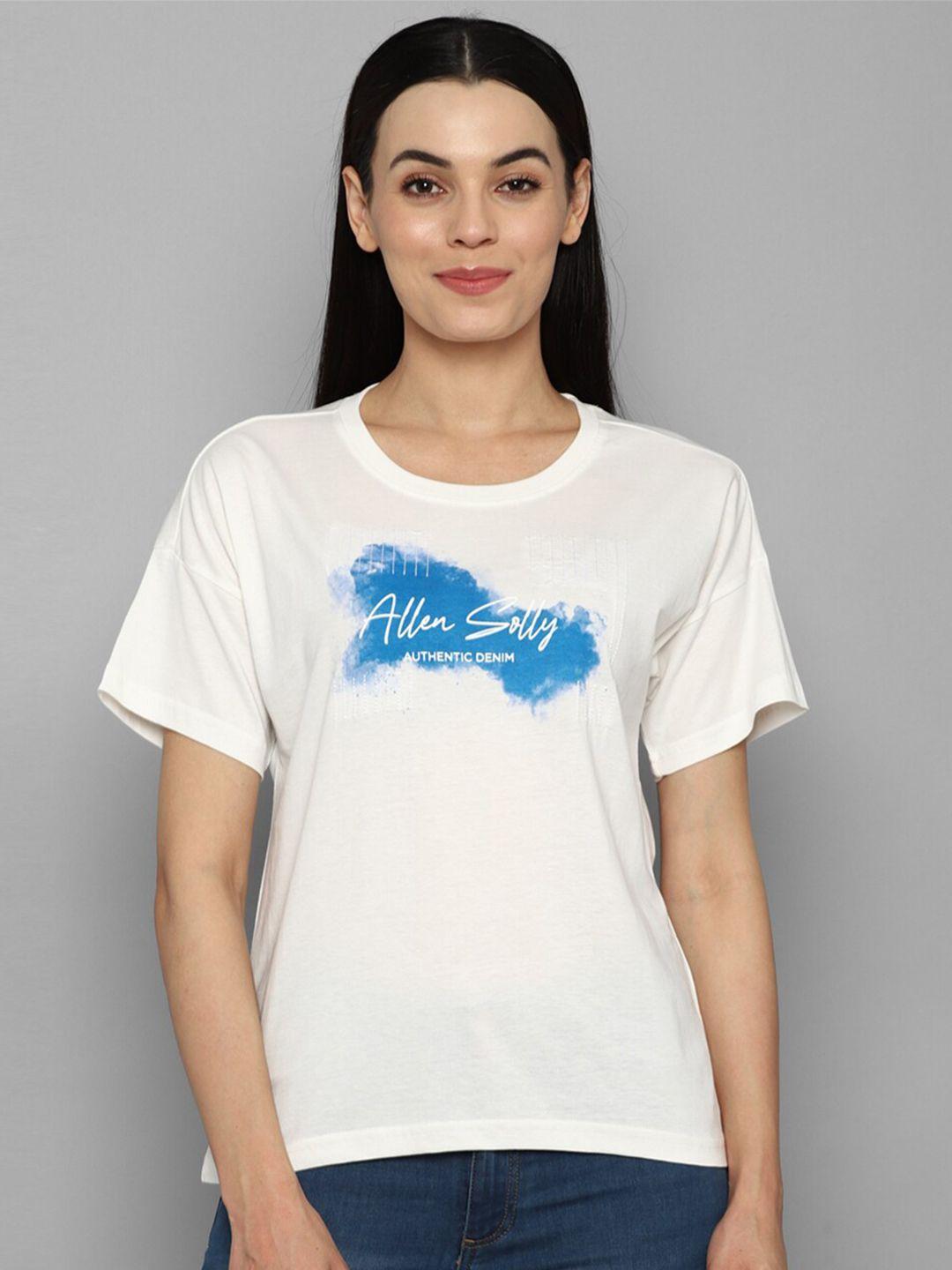 allen solly woman women white printed tropical t-shirt