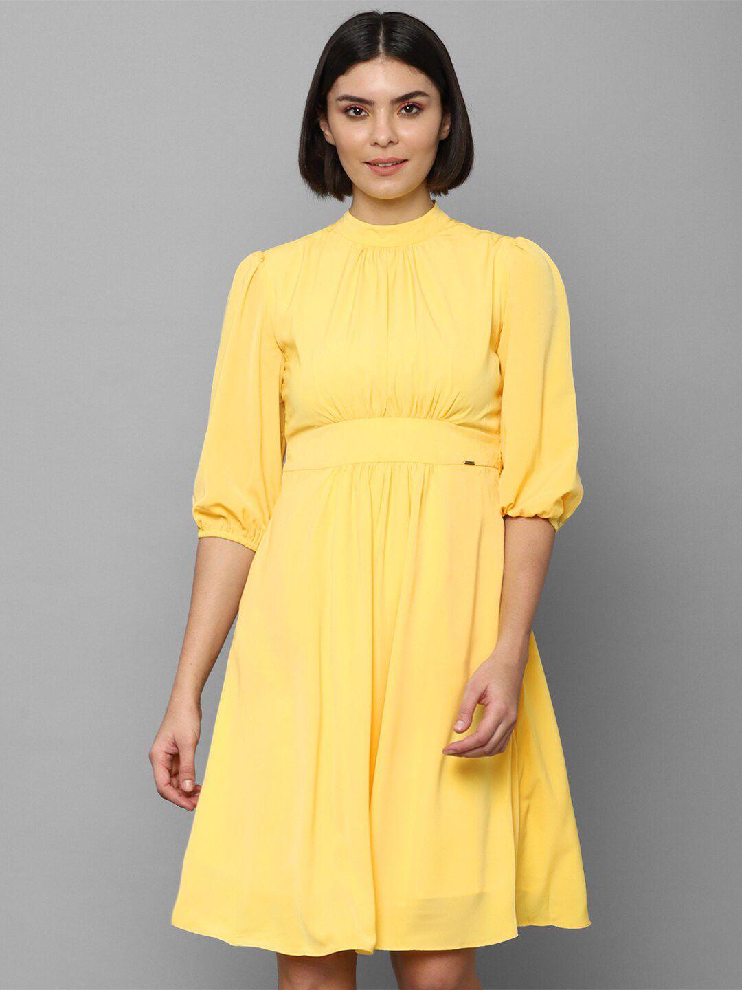 allen solly woman women yellow fit & flare dress