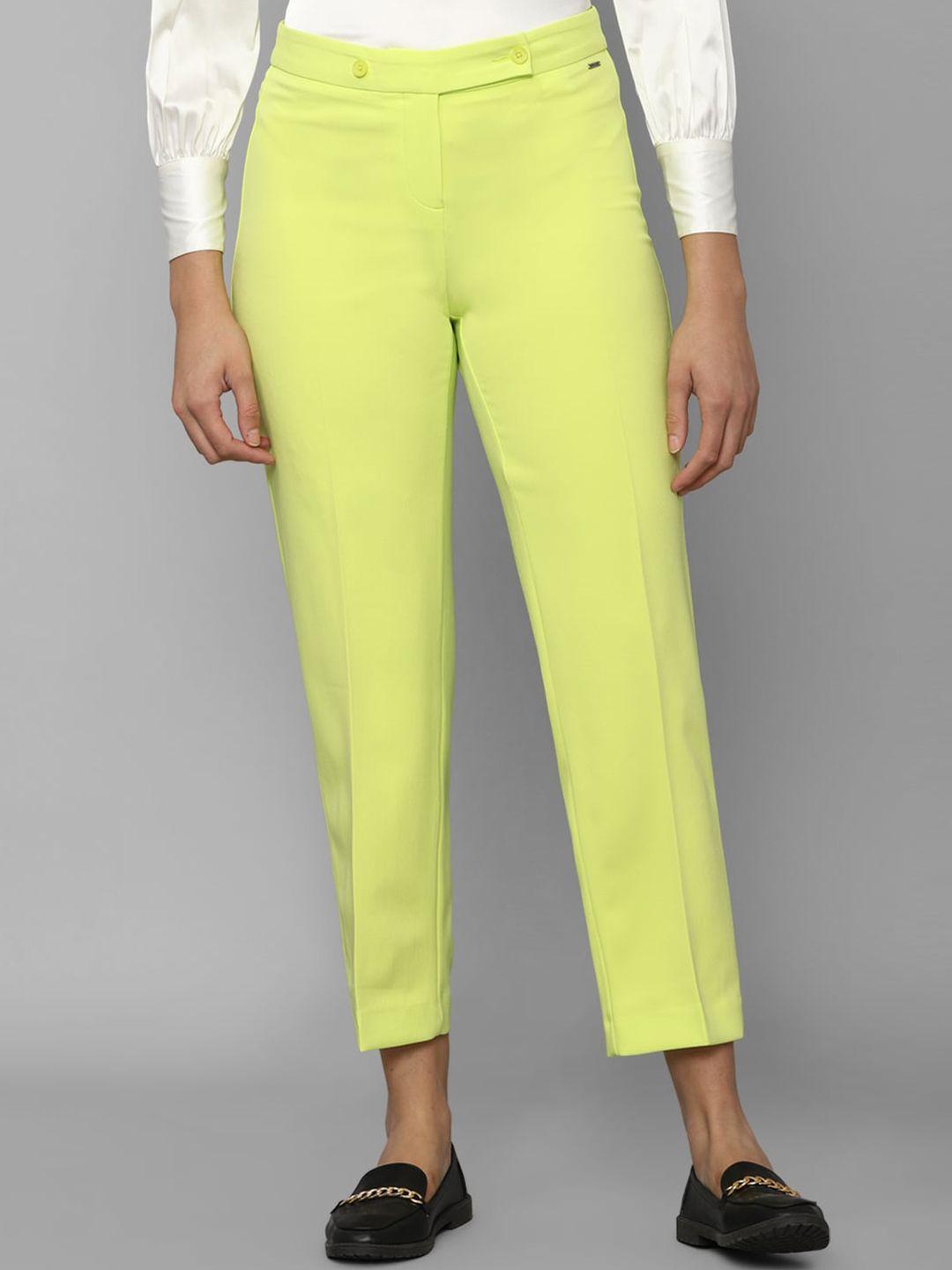 allen solly woman women yellow high-rise trousers