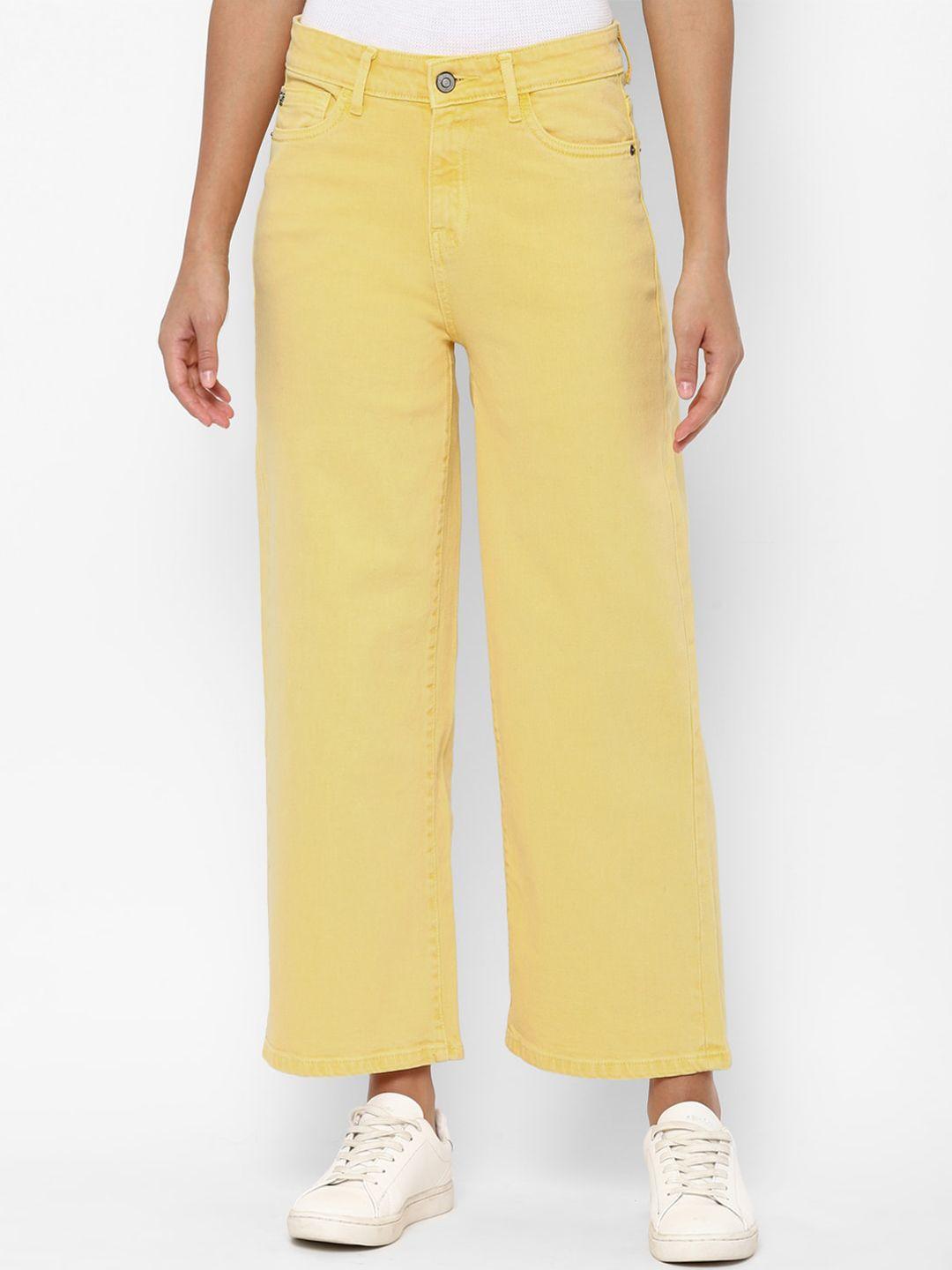 allen solly woman women yellow mid-rise jeans