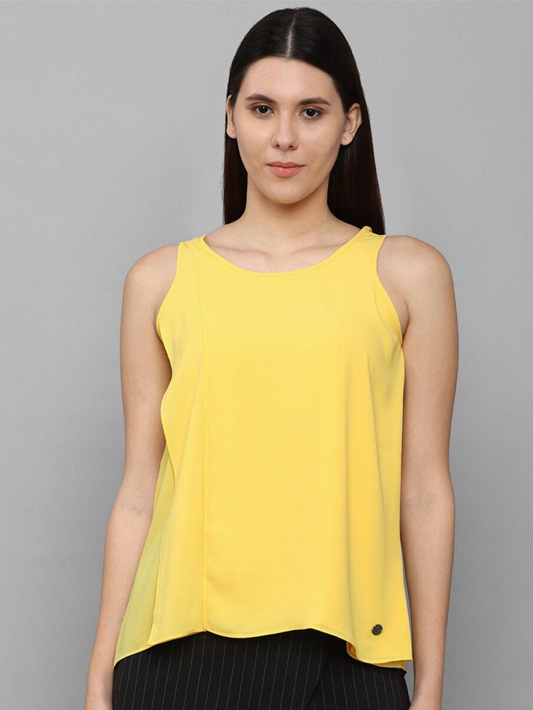 allen solly woman women yellow solid sleeveless top
