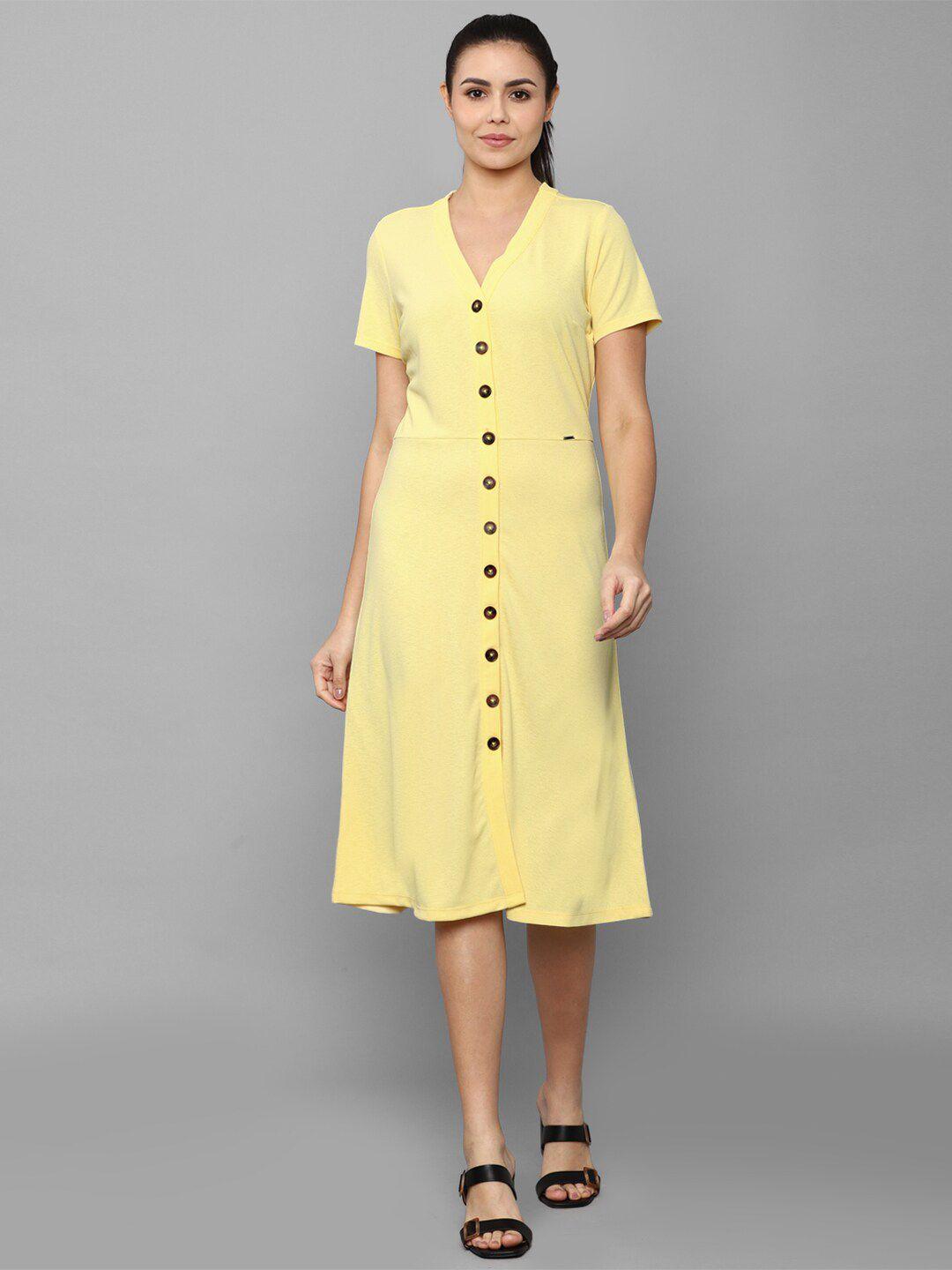 allen solly woman yellow a-line midi dress