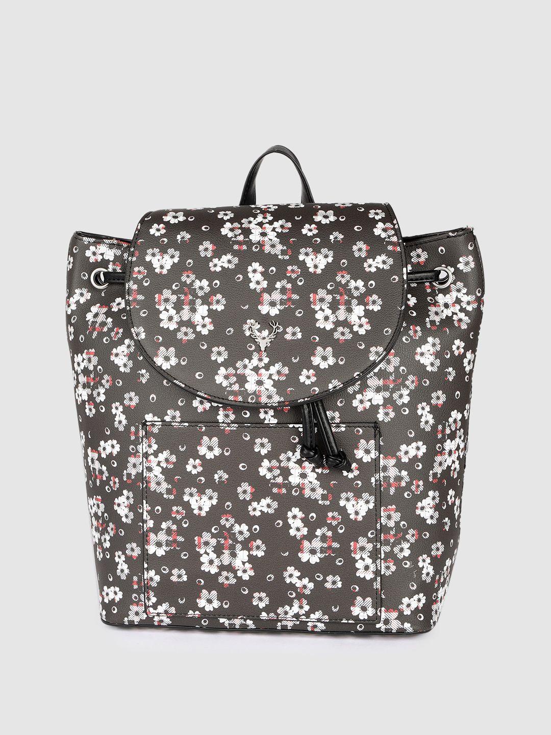 allen solly women black & white graphic backpack