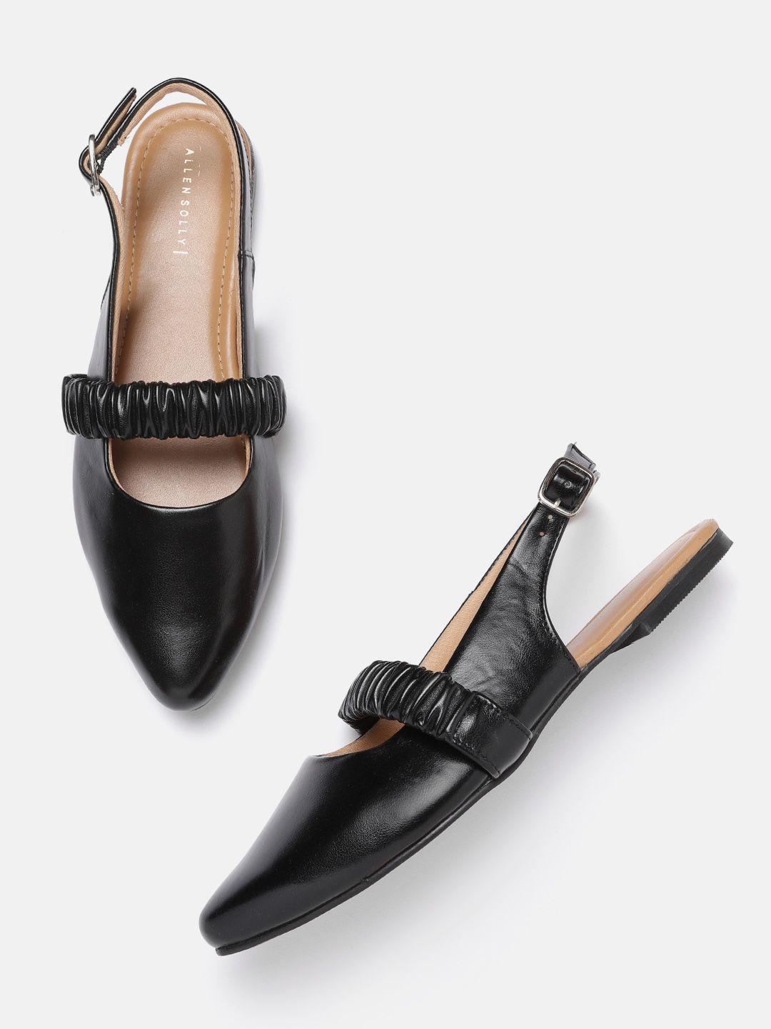 allen solly women black solid mules with ruching detail