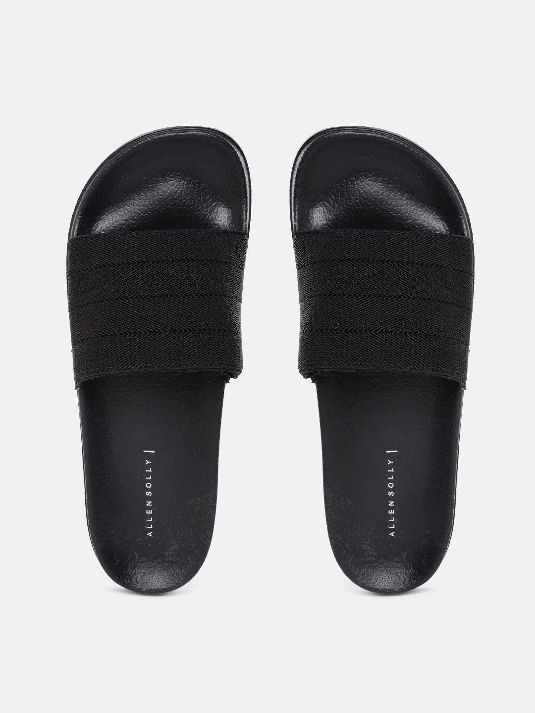 allen solly women black woven design sliders