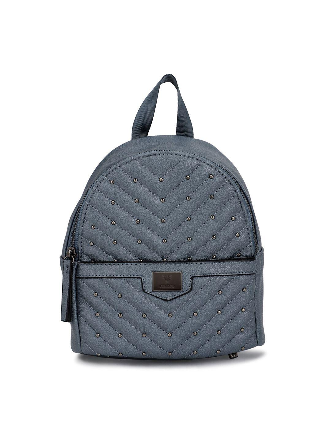 allen solly women blue embellished backpack with quilted