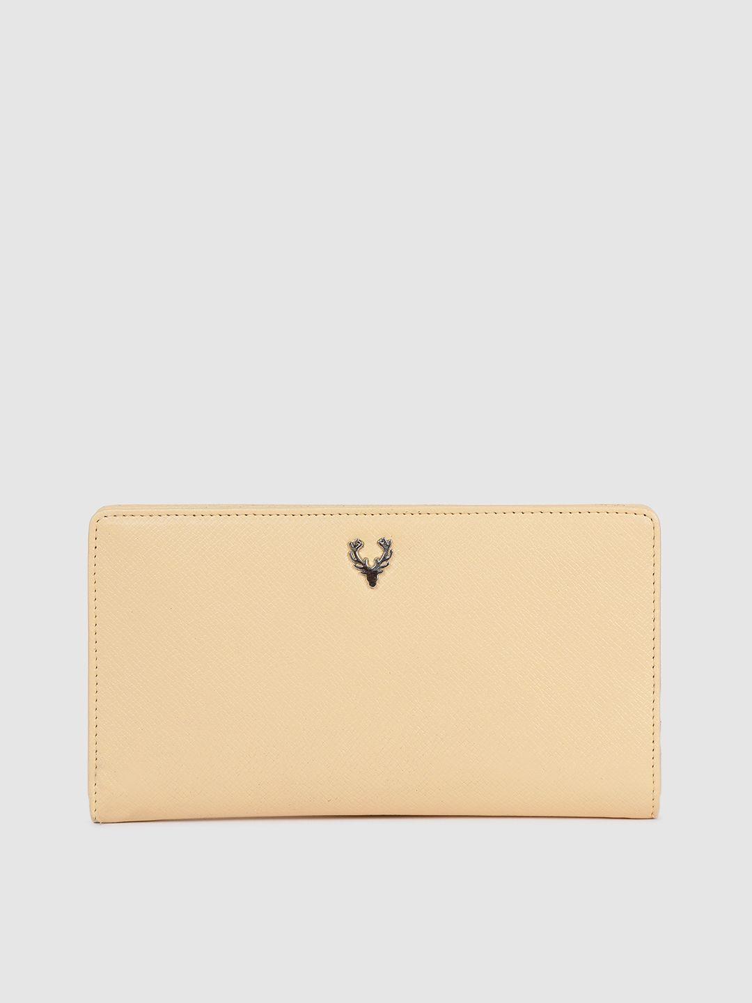 allen solly women cream-coloured solid two fold wallet