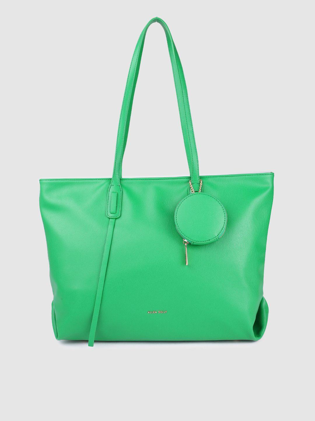 allen solly women green structured shoulder bag with mini pouch