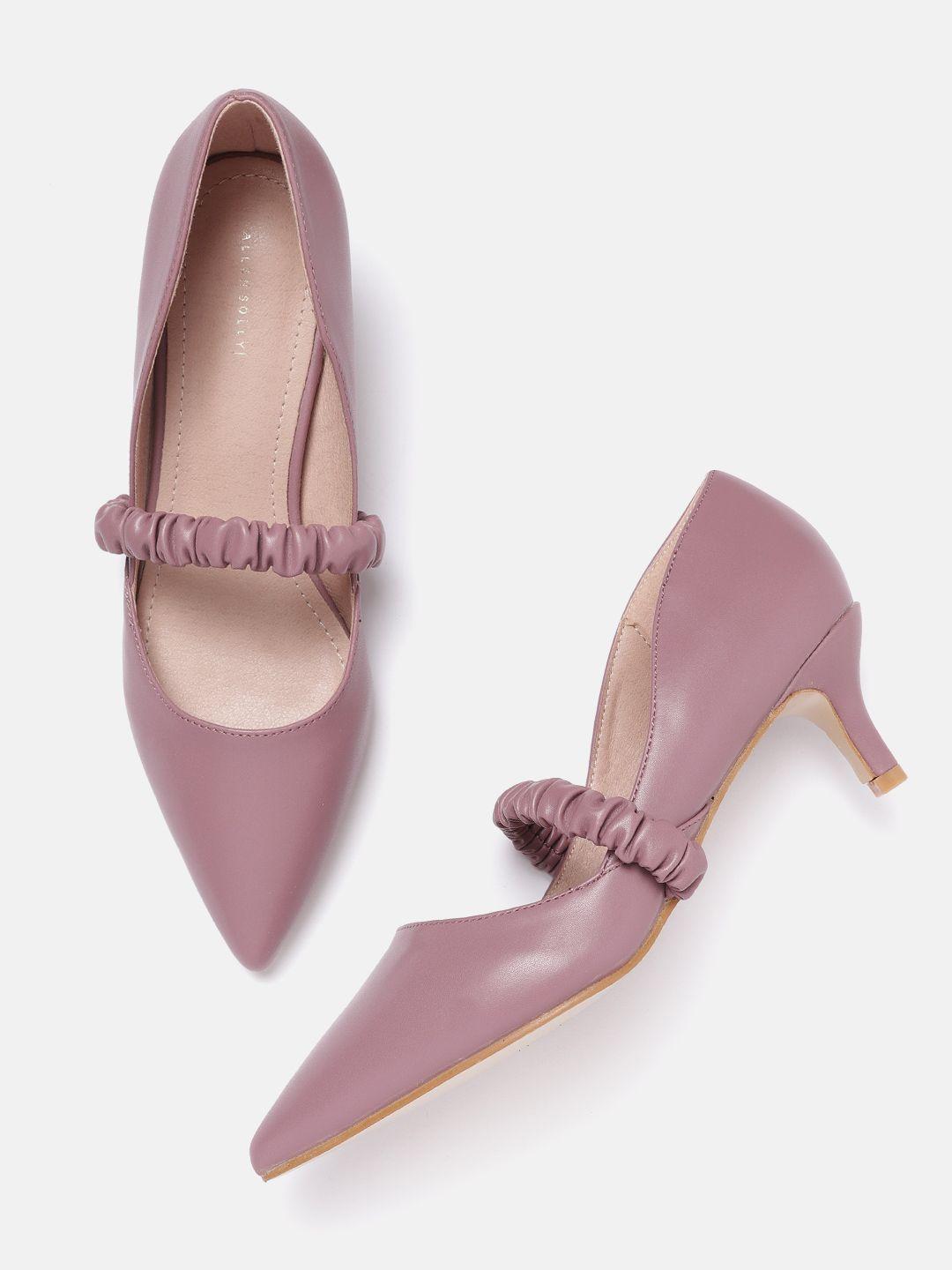 allen solly women mauve solid pumps with ruching detail