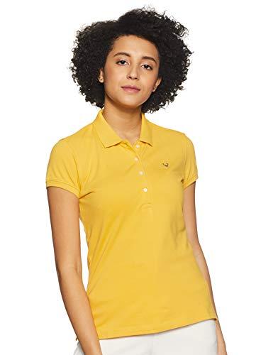 allen solly women mustard solid regular fit t-shirt(ahctcrgf800468_mustard solid_xl)