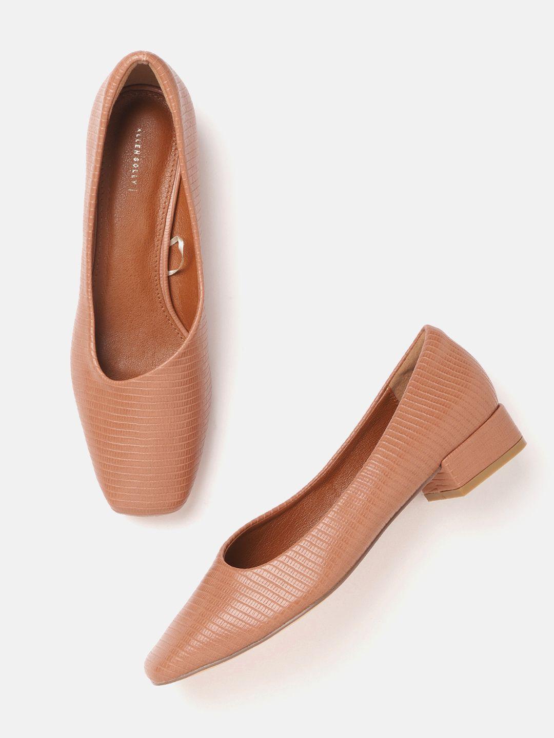 allen solly women nude-coloured snakeskin textured ballerinas