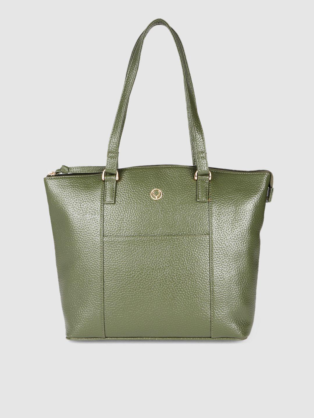 allen solly women olive green textured structured shoulder bag