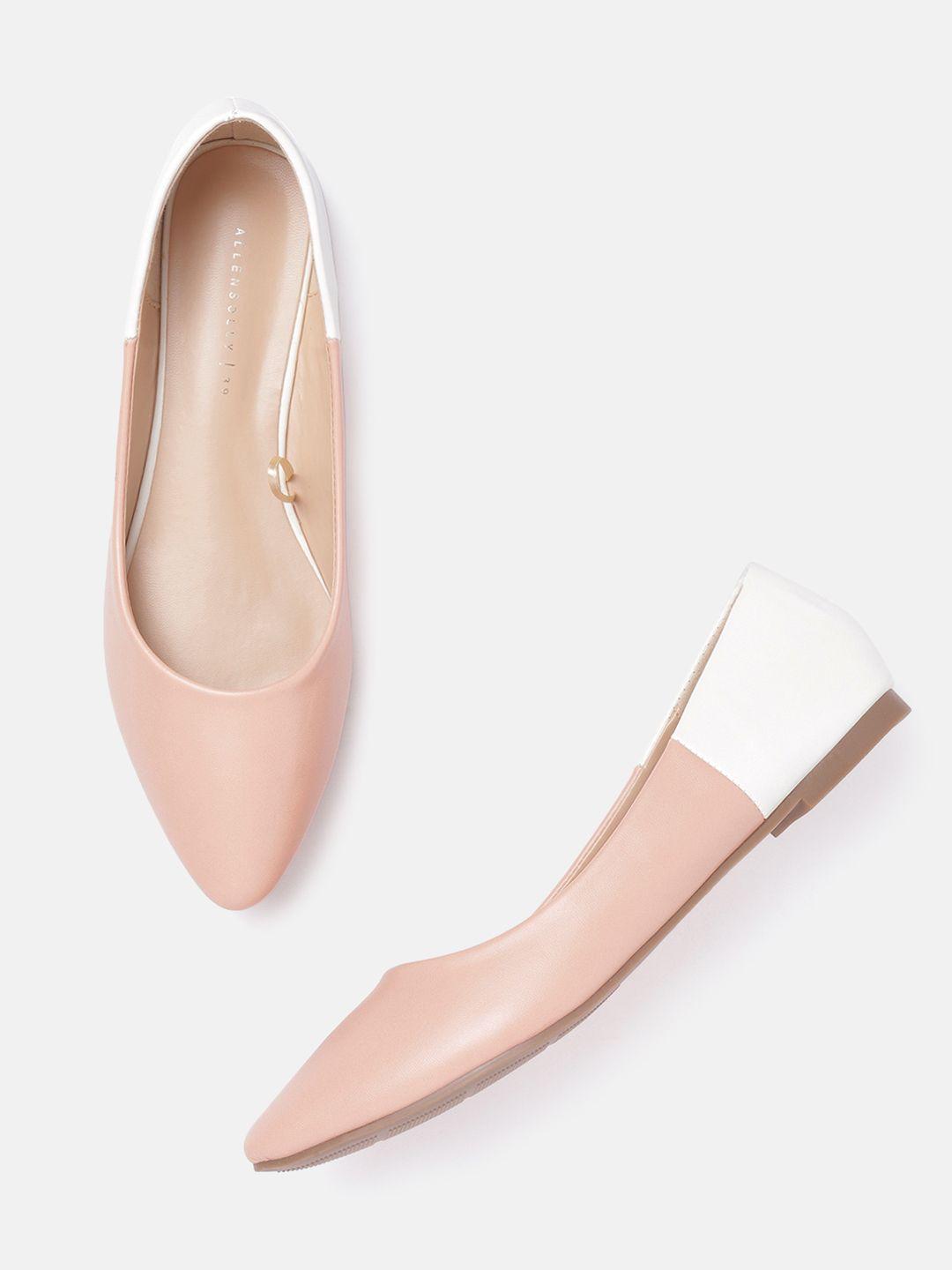 allen solly women peach-coloured & white colourblocked ballerinas