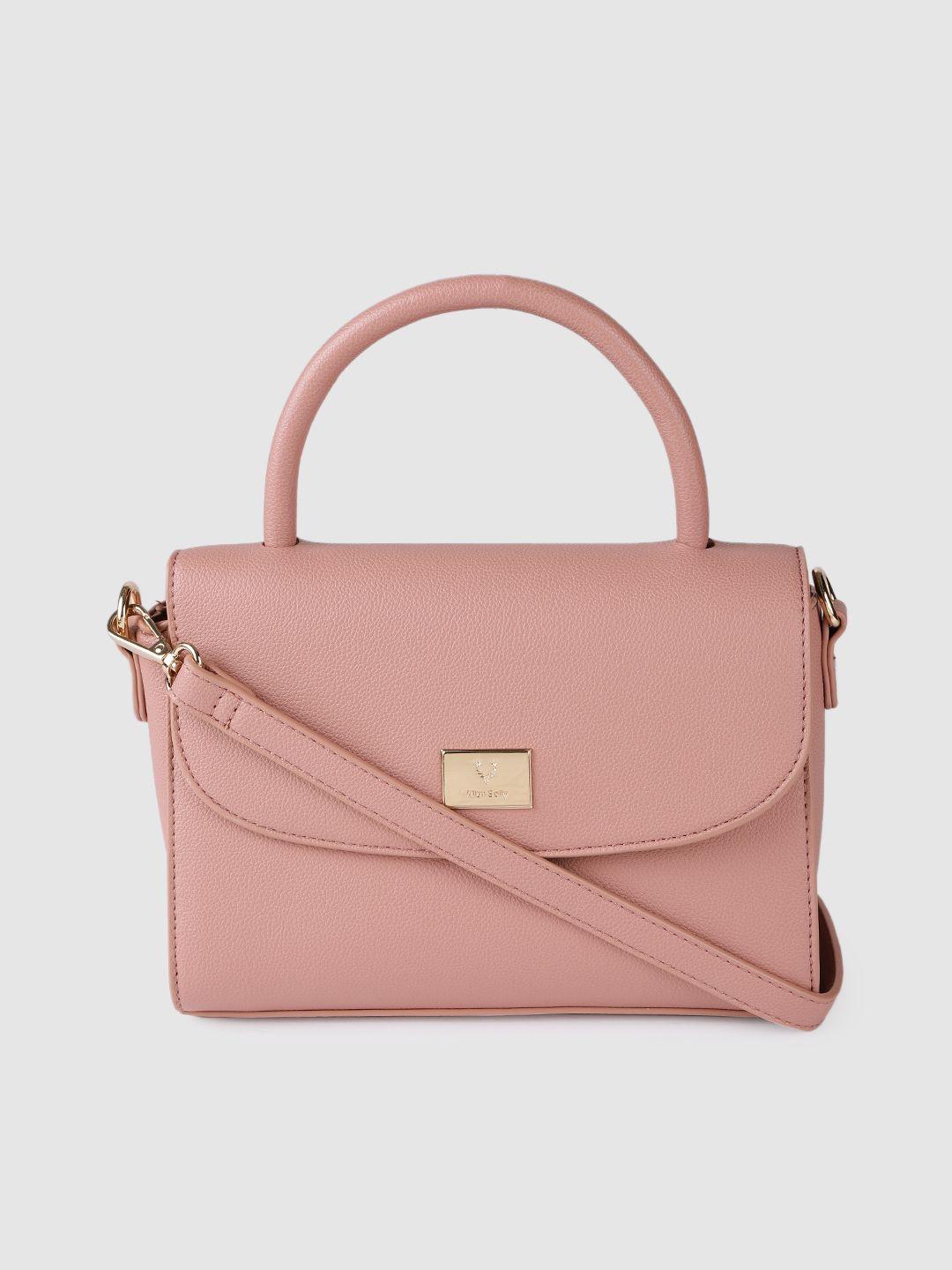 allen solly women pink solid structured satchel