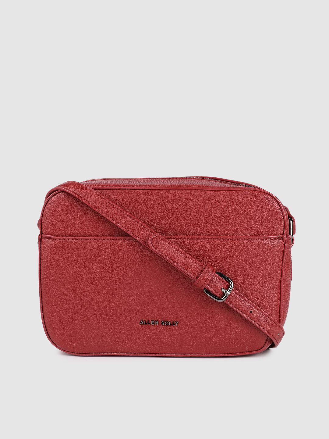 allen solly women red pu structured sling bag