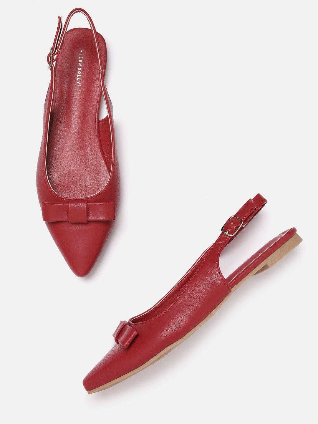 allen solly women red solid mules with bow detail