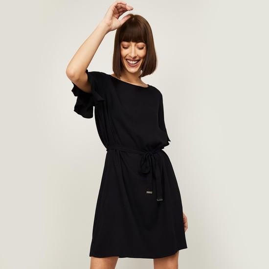 allen solly women solid flared sleeves a-line dress