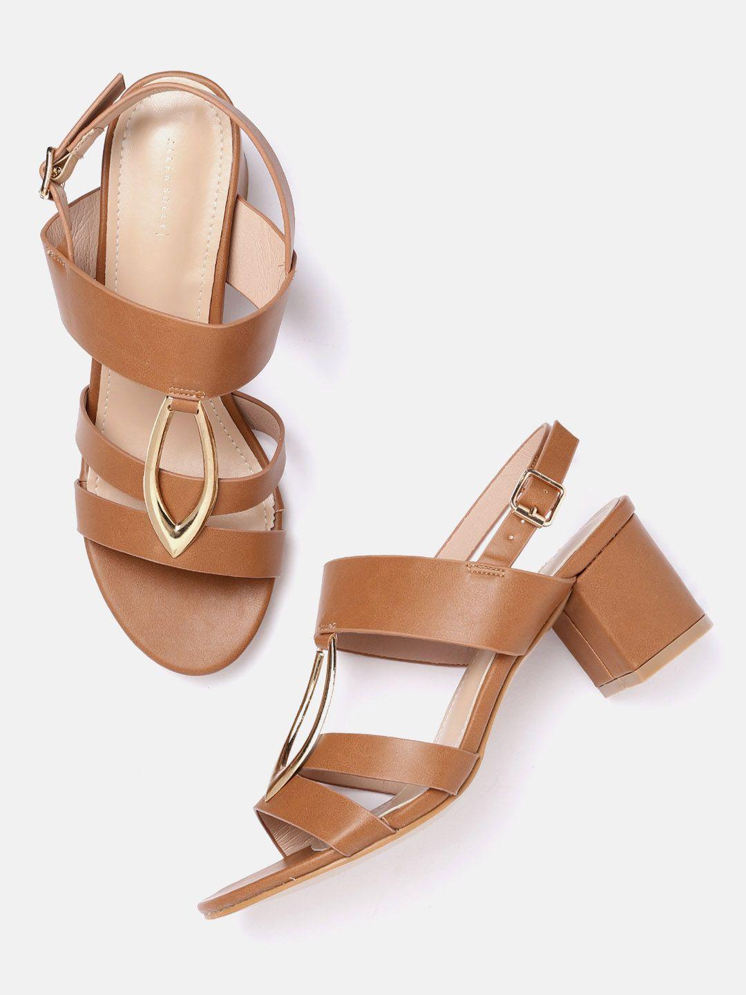 allen solly women tan brown solid block heels