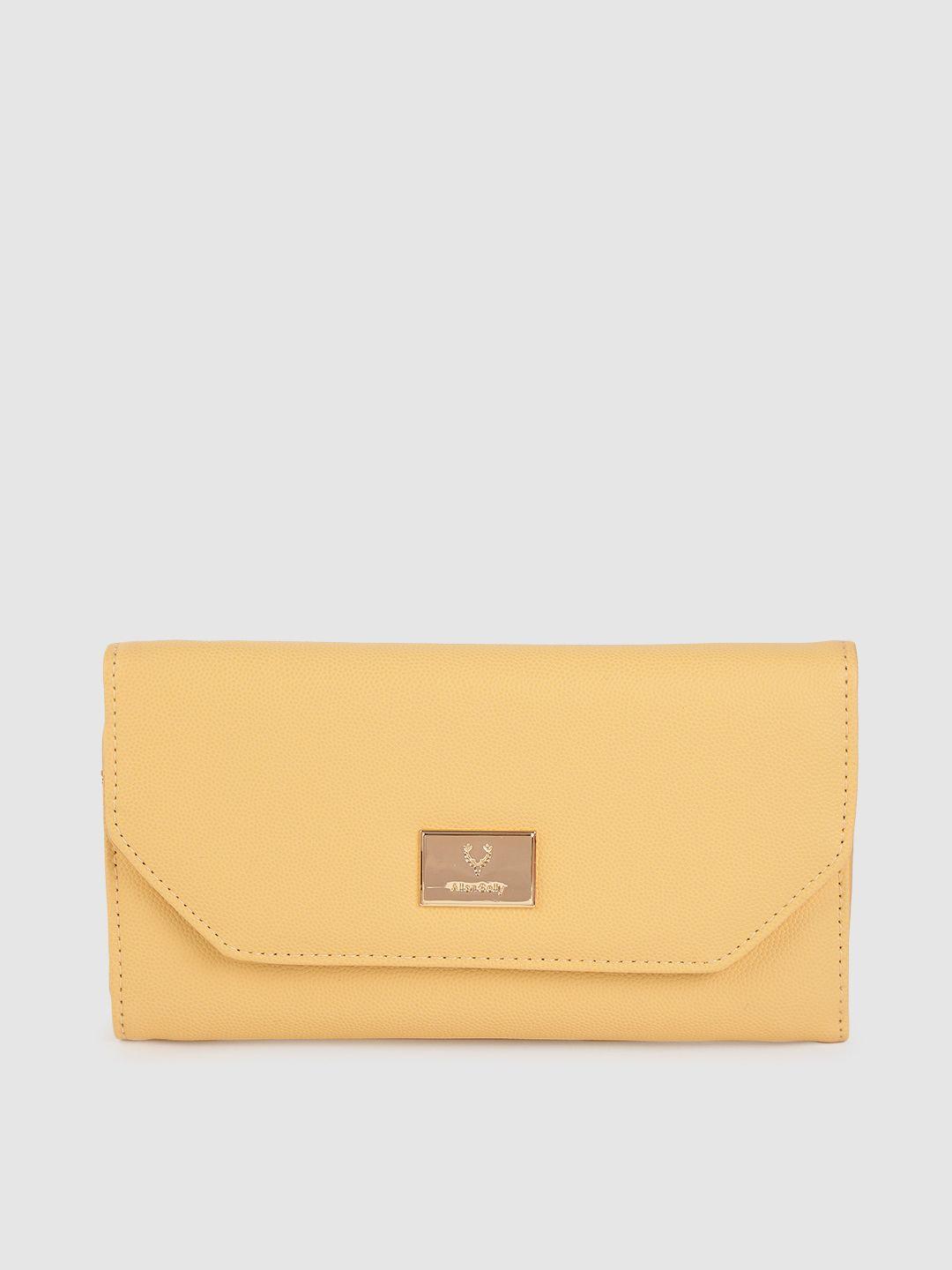 allen solly women yellow solid three fold wallet