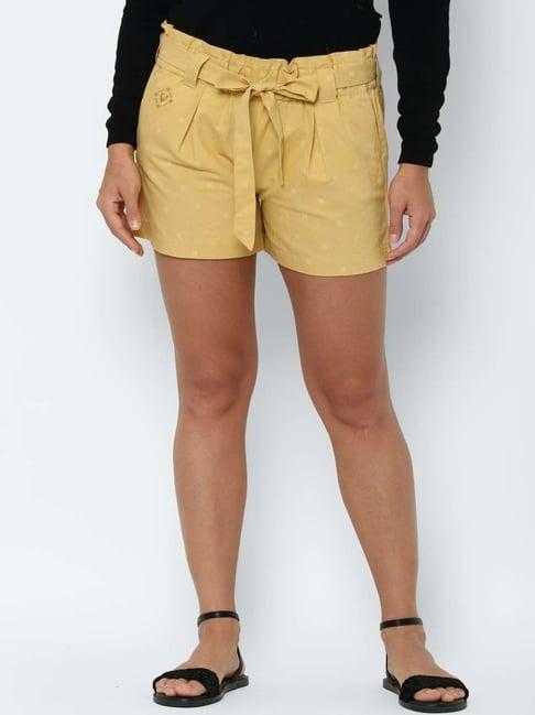 allen solly yellow cotton printed shorts