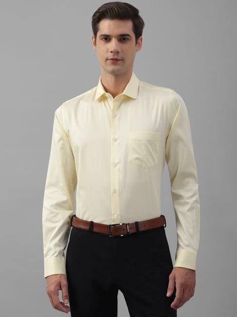 allen solly yellow cotton slim fit shirt