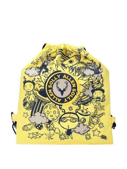 allen solly yellow pu printed backpack