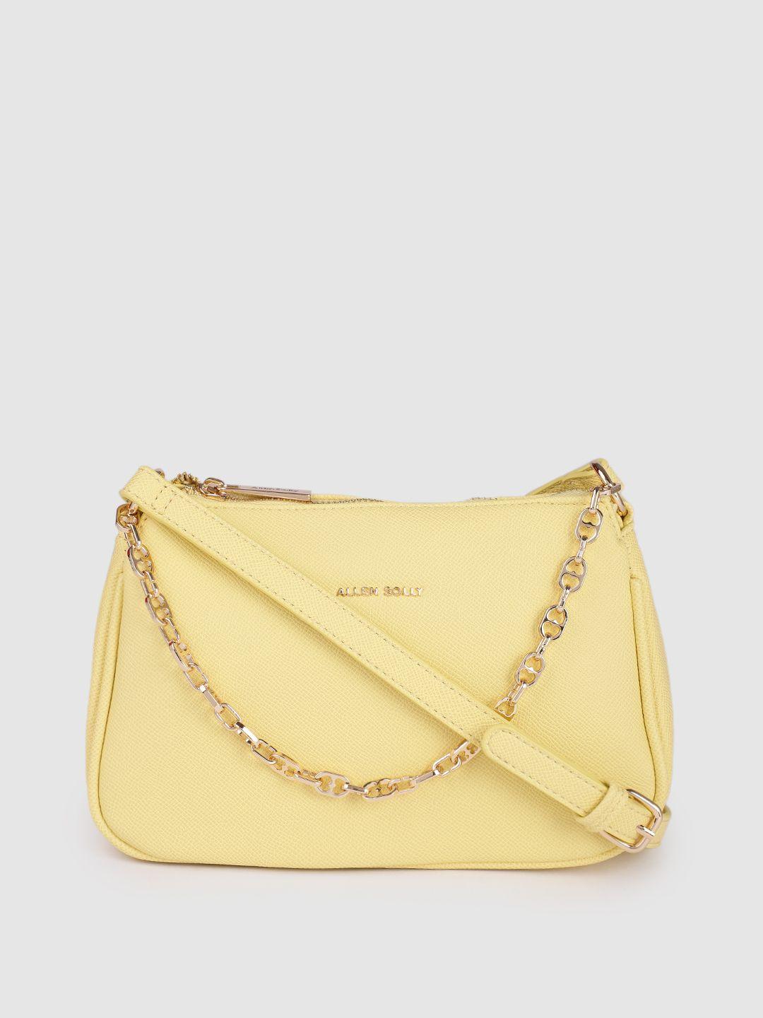 allen solly yellow pu structured sling bag