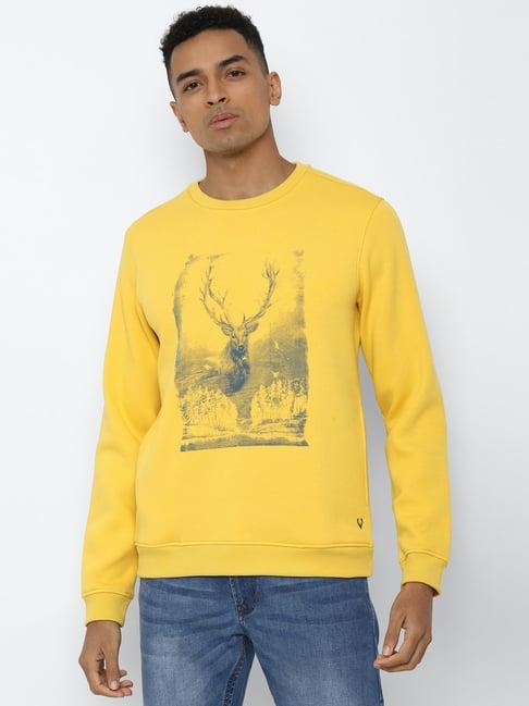 allen solly yellow regular fit graphic sweatshirt