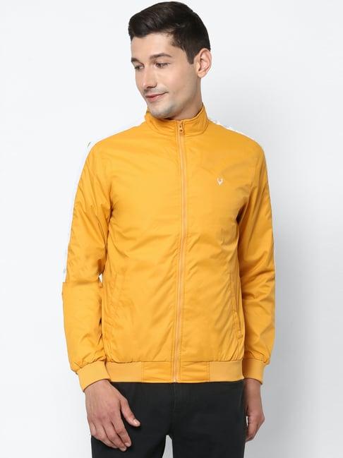 allen solly yellow regular fit striped jacket