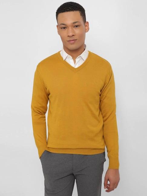 allen solly yellow regular fit sweater