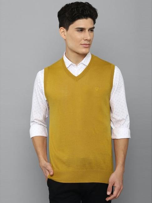 allen solly yellow regular fit sweaters