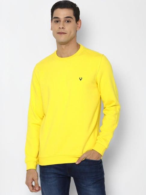 allen solly yellow regular fit sweatshirt