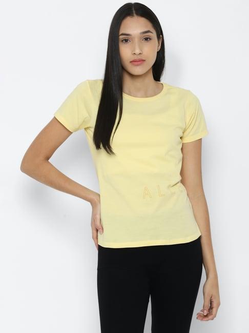 allen solly yellow regular fit t-shirt