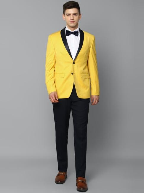 allen solly yellow slim fit two piece suit