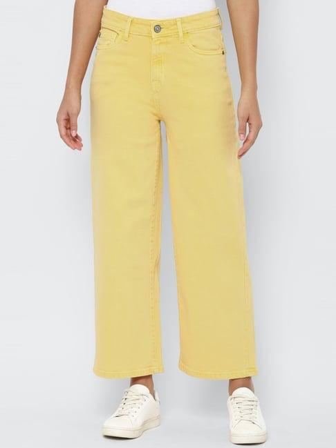allen solly yellow straight fit jeans