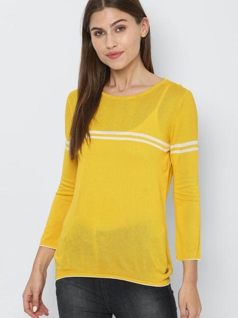 allen solly yellow striped top