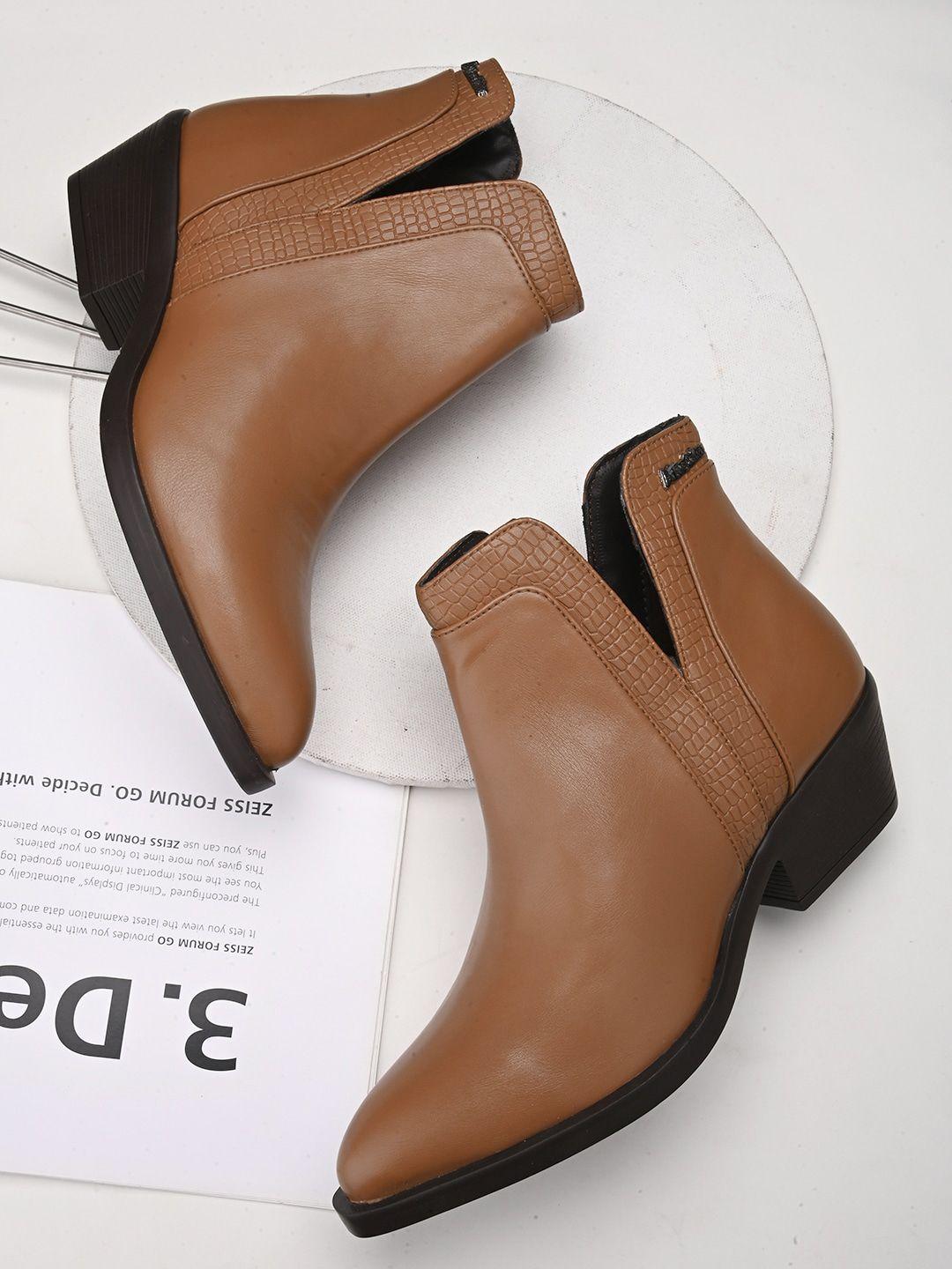 alleviater women mid top textured block-heel regular boots