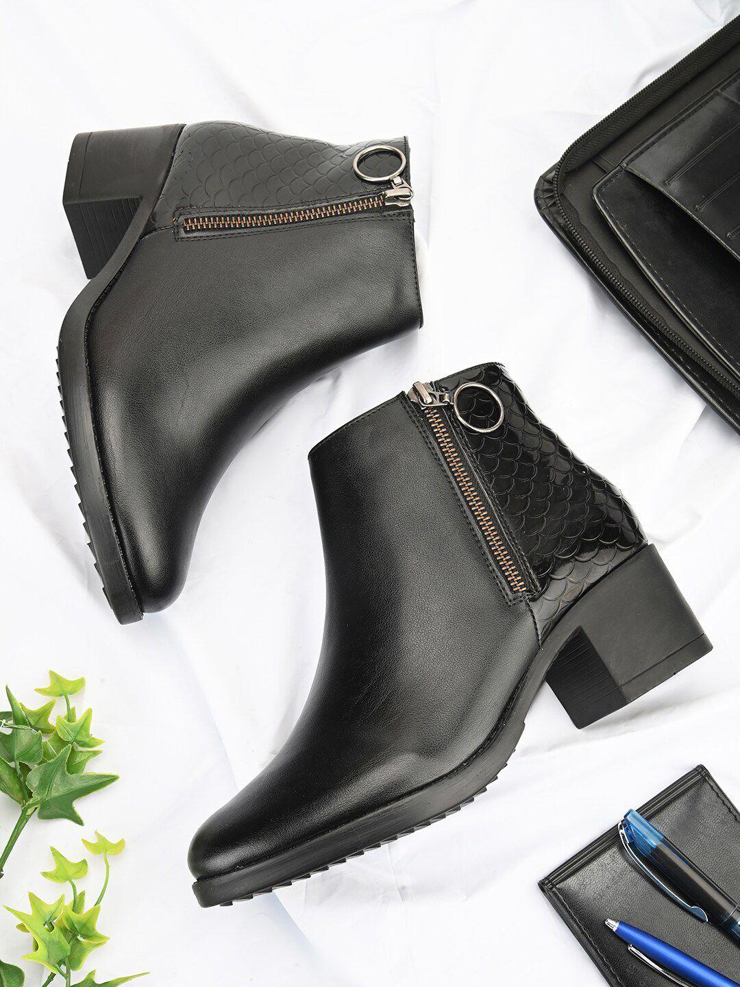 alleviater women mid top textured block heeled regular boots