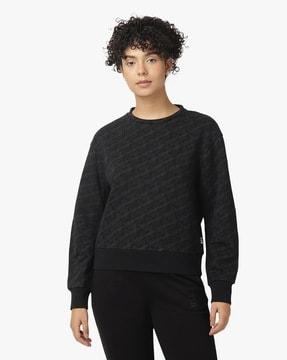 allover logo full sleeves crew-neck relaxed fit sweatshirt