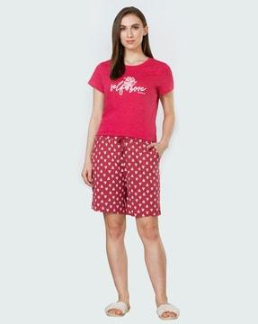 allover print & functional pocket lounge shorts