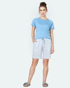 allover print & functional pocket lounge shorts