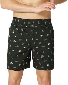 allover print & side pocket boxer shorts