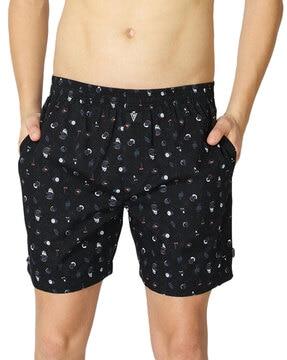 allover print & side pocket boxer shorts