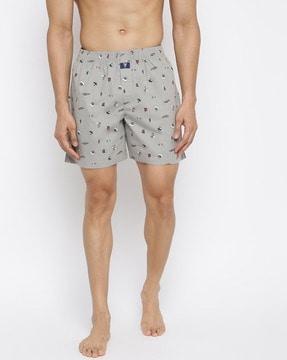 allover print & side pocket boxer shorts