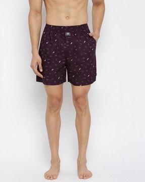 allover print & side pocket boxer shorts