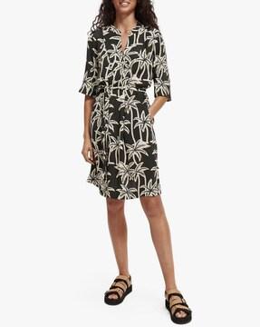 allover printed a-line dress