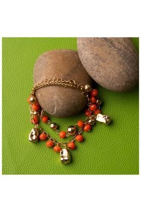 alloy ethnic red beads gold bracelet