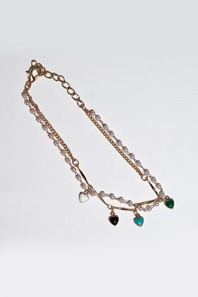 alloy beads push & slide clasp women's anklets