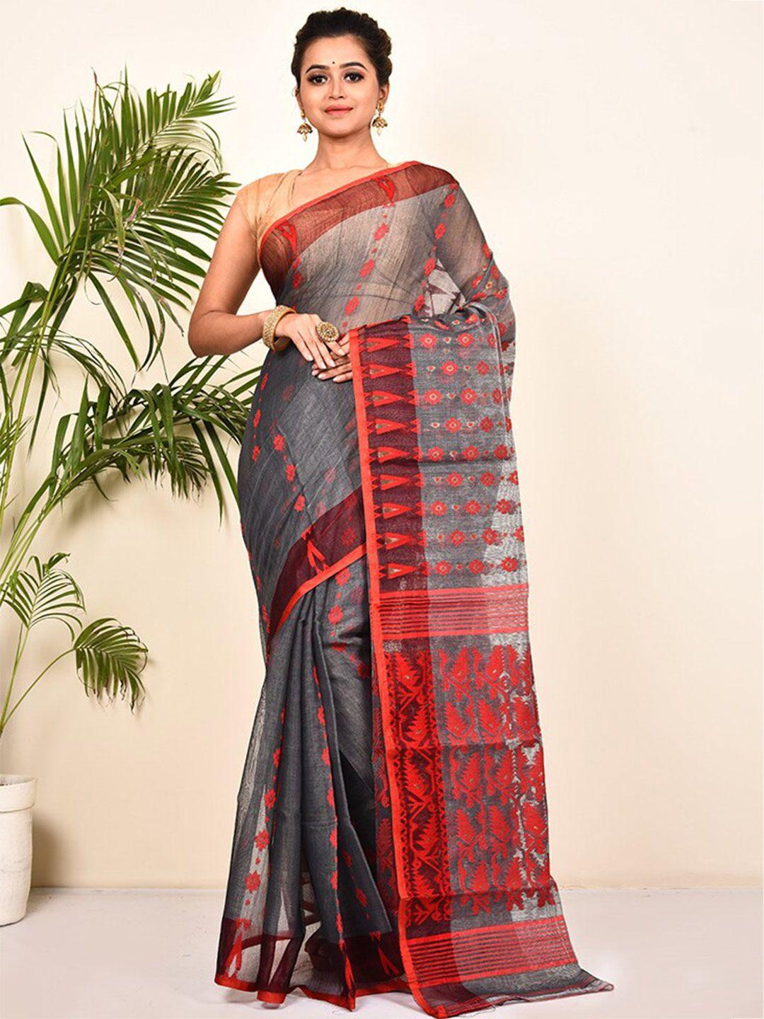 allsilks ethnic motifs woven design pure cotton taant saree