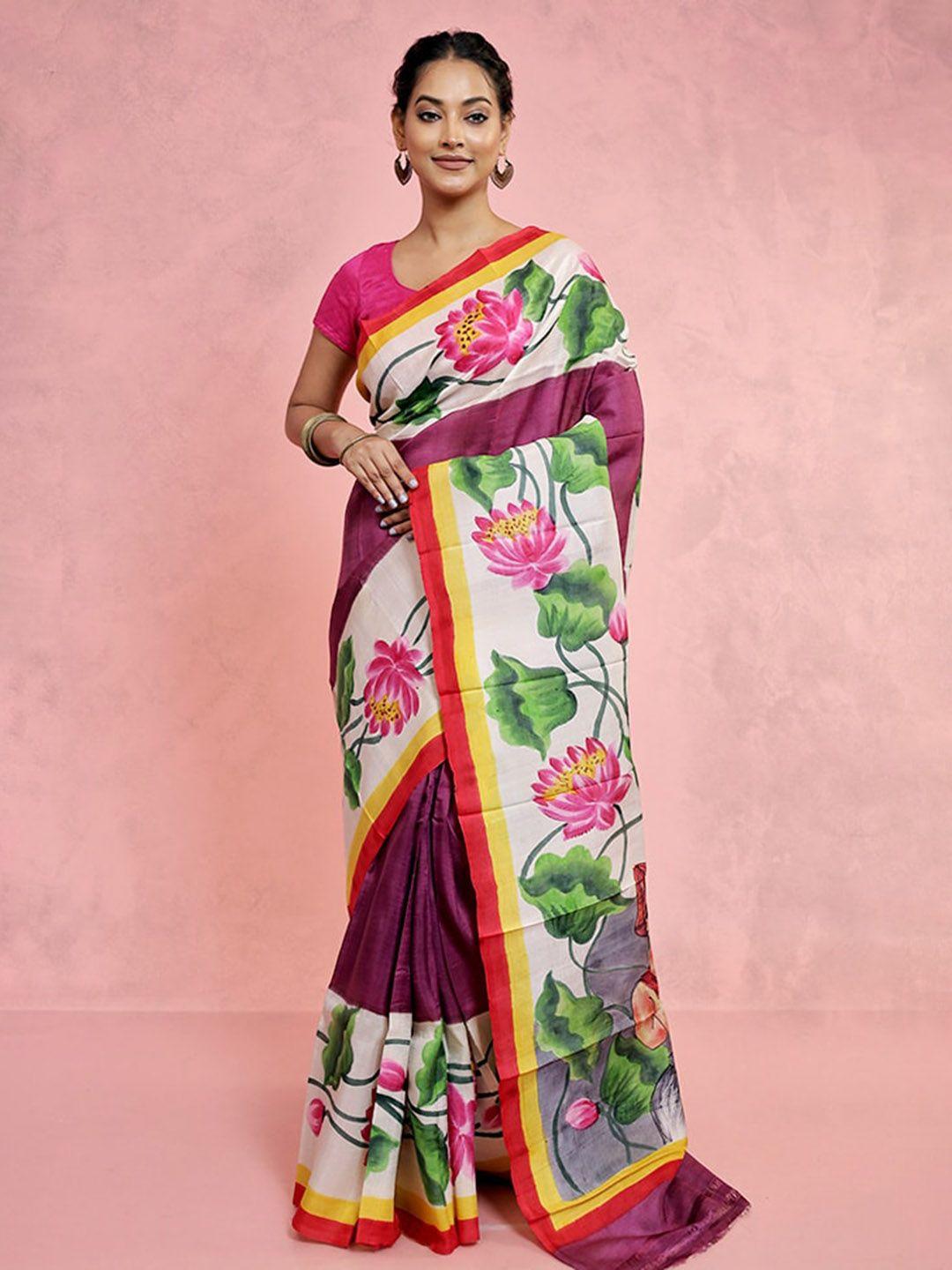 allsilks floral printed pure silk saree